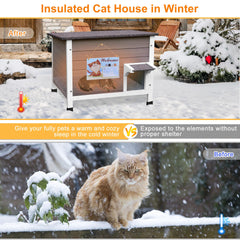 Deblue Ourdoor cat house roof open for easy cleaning and access.