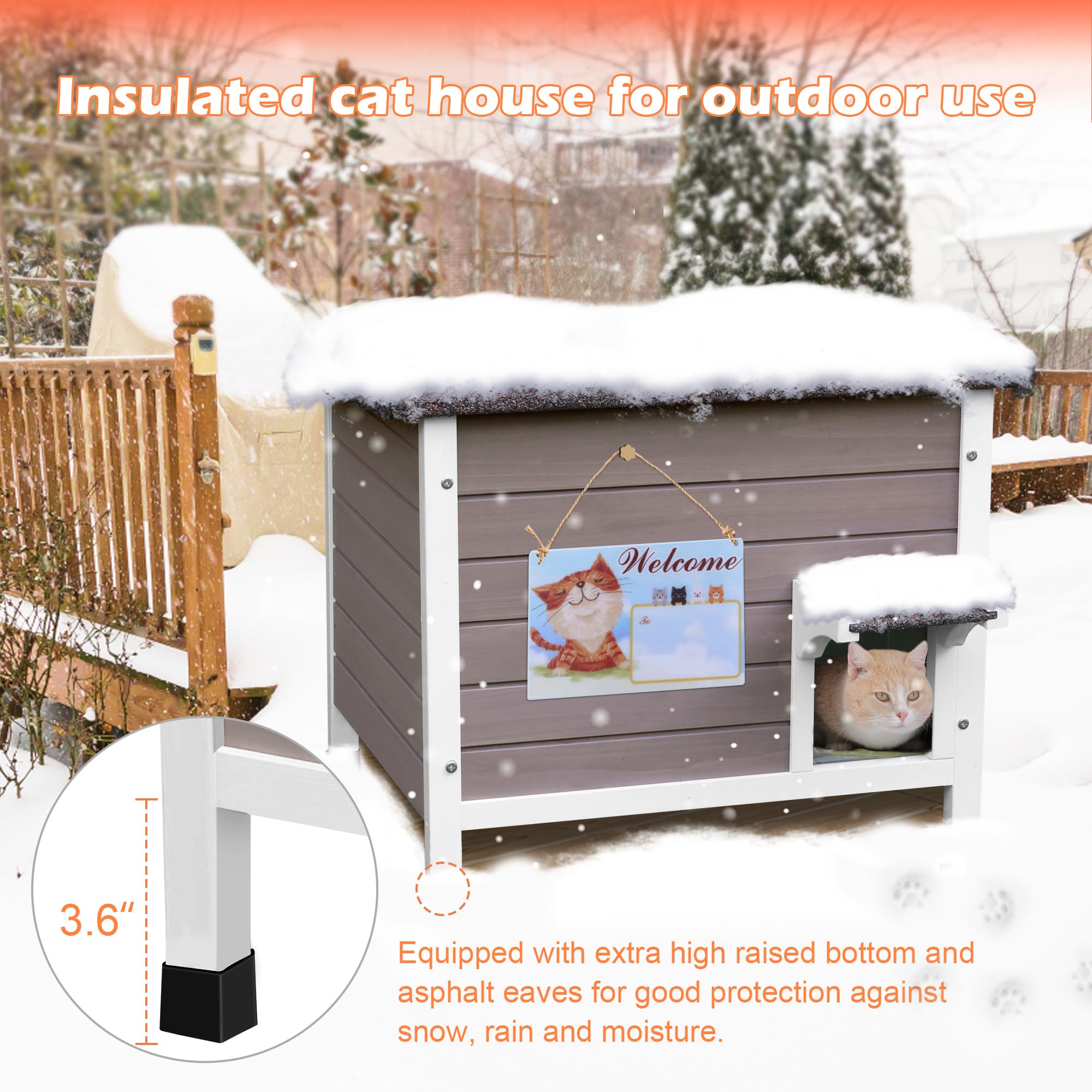 Deblue cat house divider: removable panel creates two warm rooms.