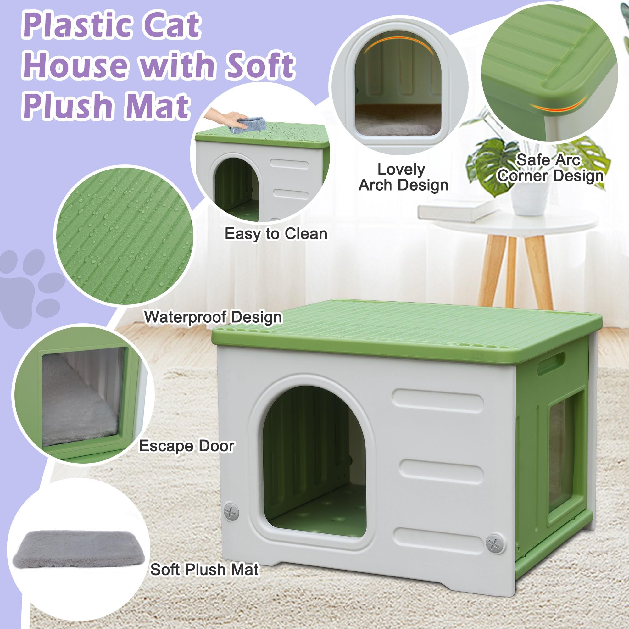 Deblue sturdy HDPE construction — durable shelter for active cats.