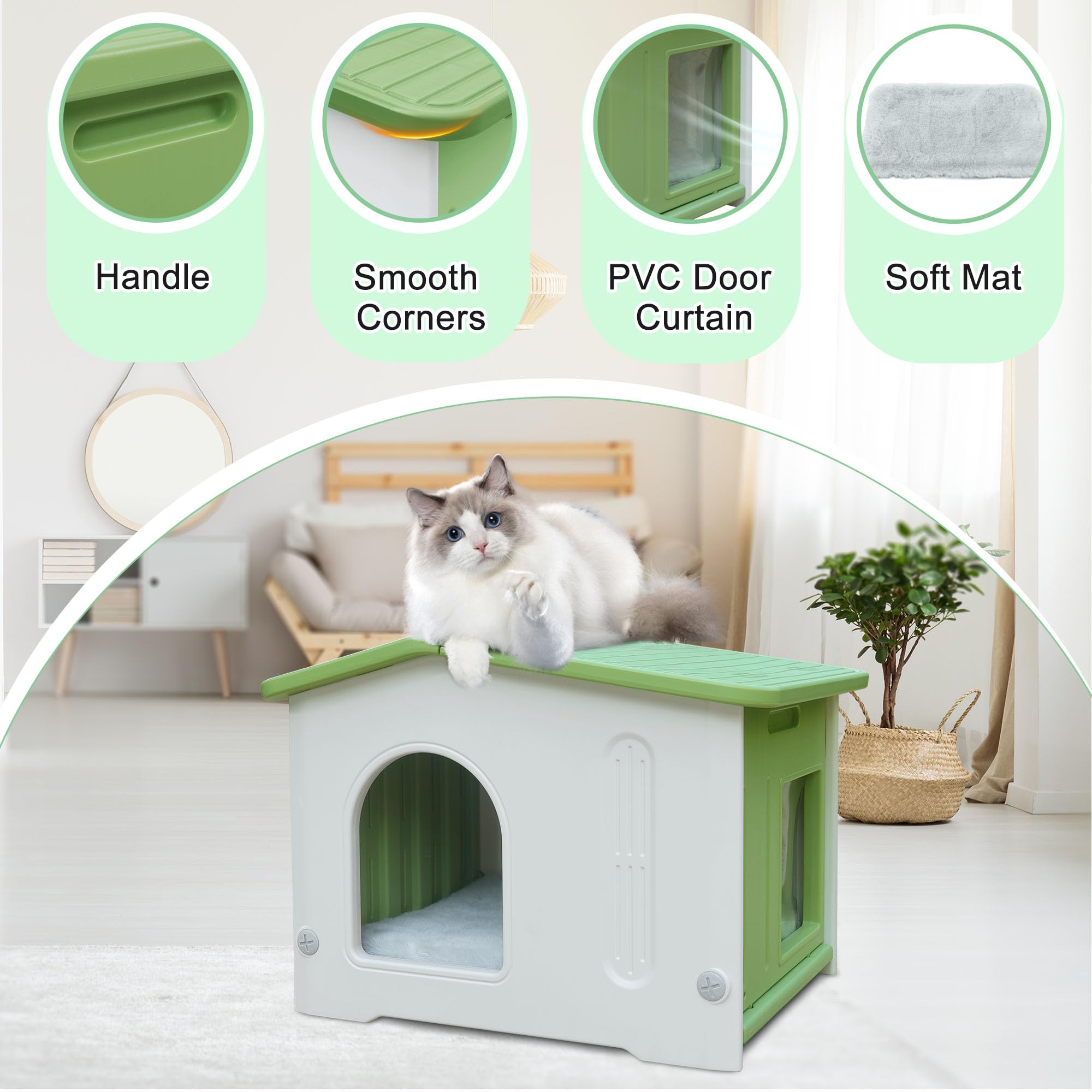 Deblue weatherproof cat house hdpe material delivers durable, long-lasting shelter