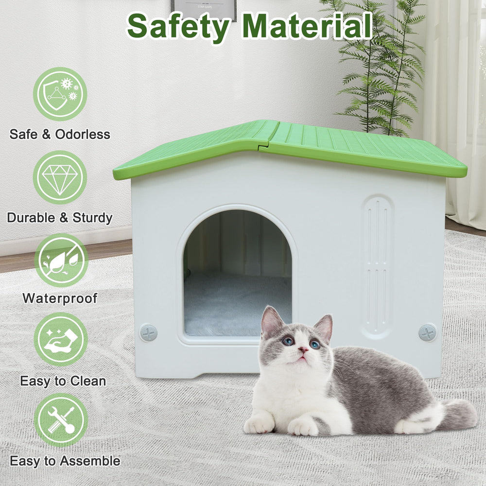 Deblue weatherproof cat house spacious dimensions fit 1–2 cats up to 15 lb
