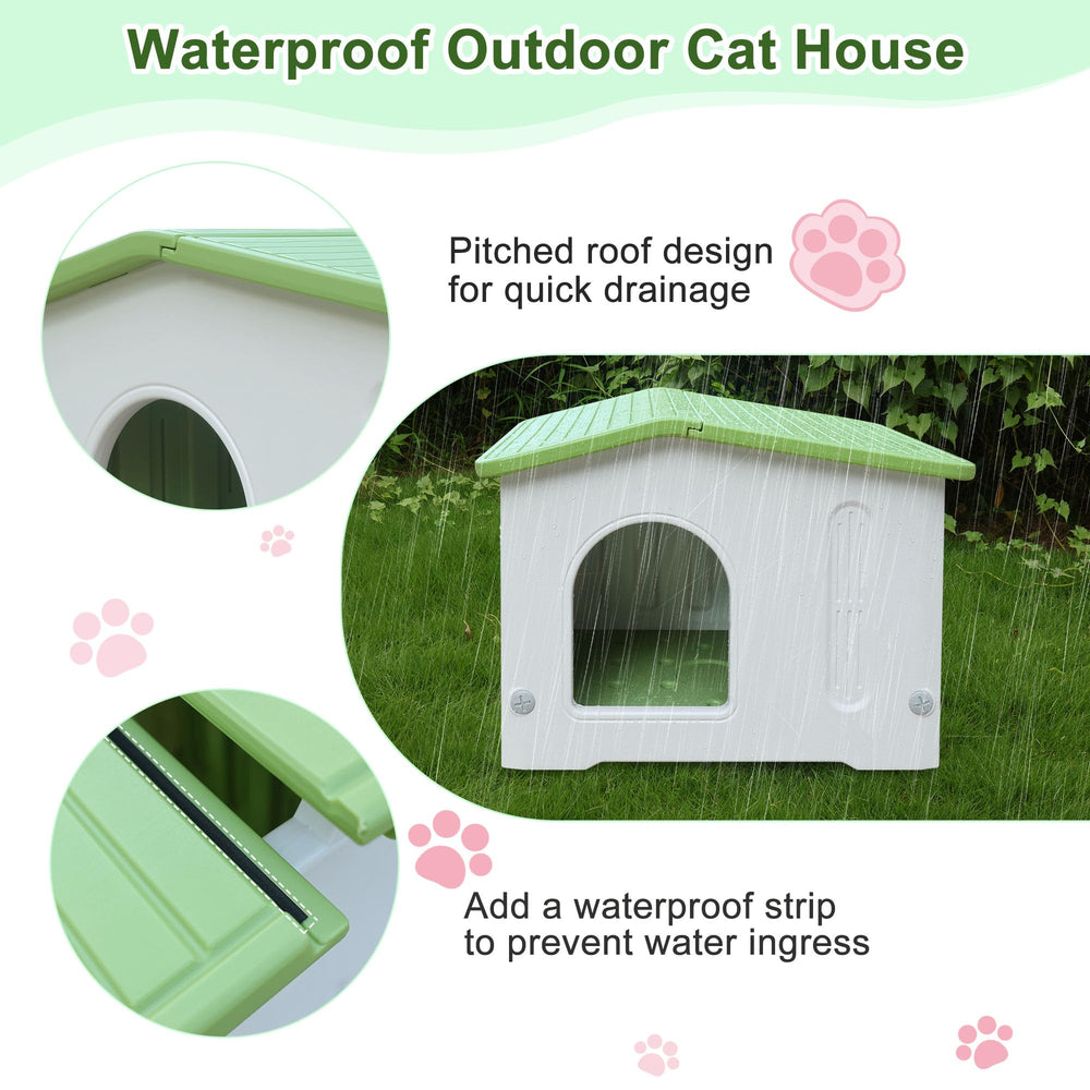 Deblue weatherproof cat house waterproof exterior keeps cats dry in rain