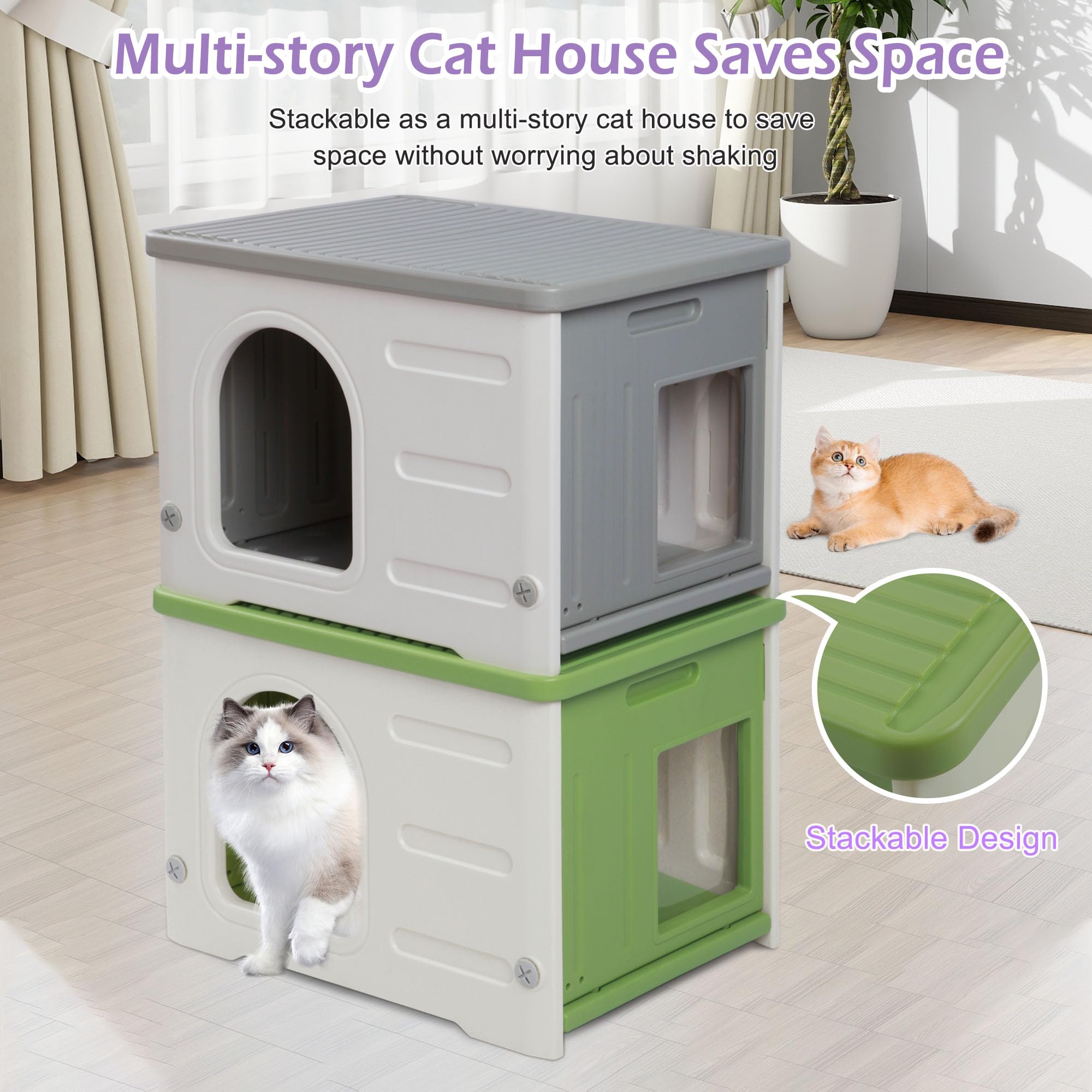 Deblue weatherproof cat house — keeps cats dry in rain.