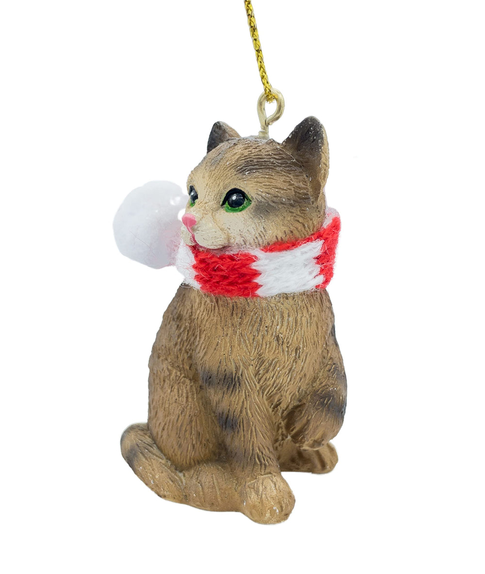 December Pets side view ornament highlights candy cane scarf detail
