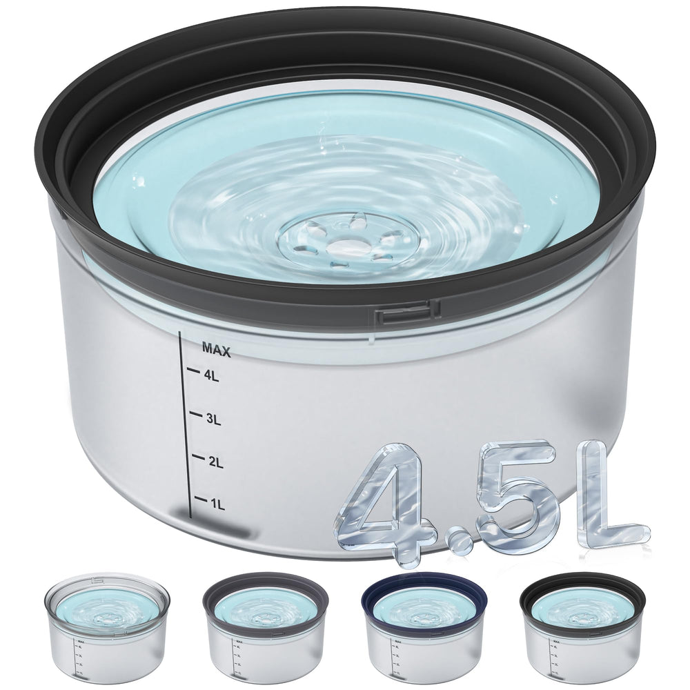 Decflow 1.2-gallon dog water bowl full view showing large capacity for multi-pet homes