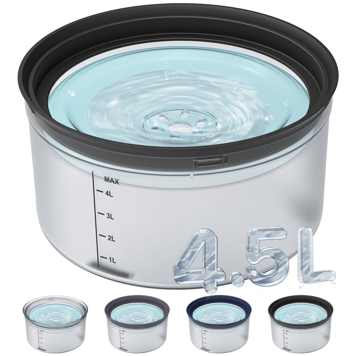 Decflow 1.2-gallon dog water bowl full view showing large capacity for multi-pet homes
