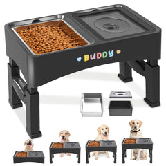 Decflow 2-in-1 elevated dog bowls assembly with adjustable height for comfortable feeding
