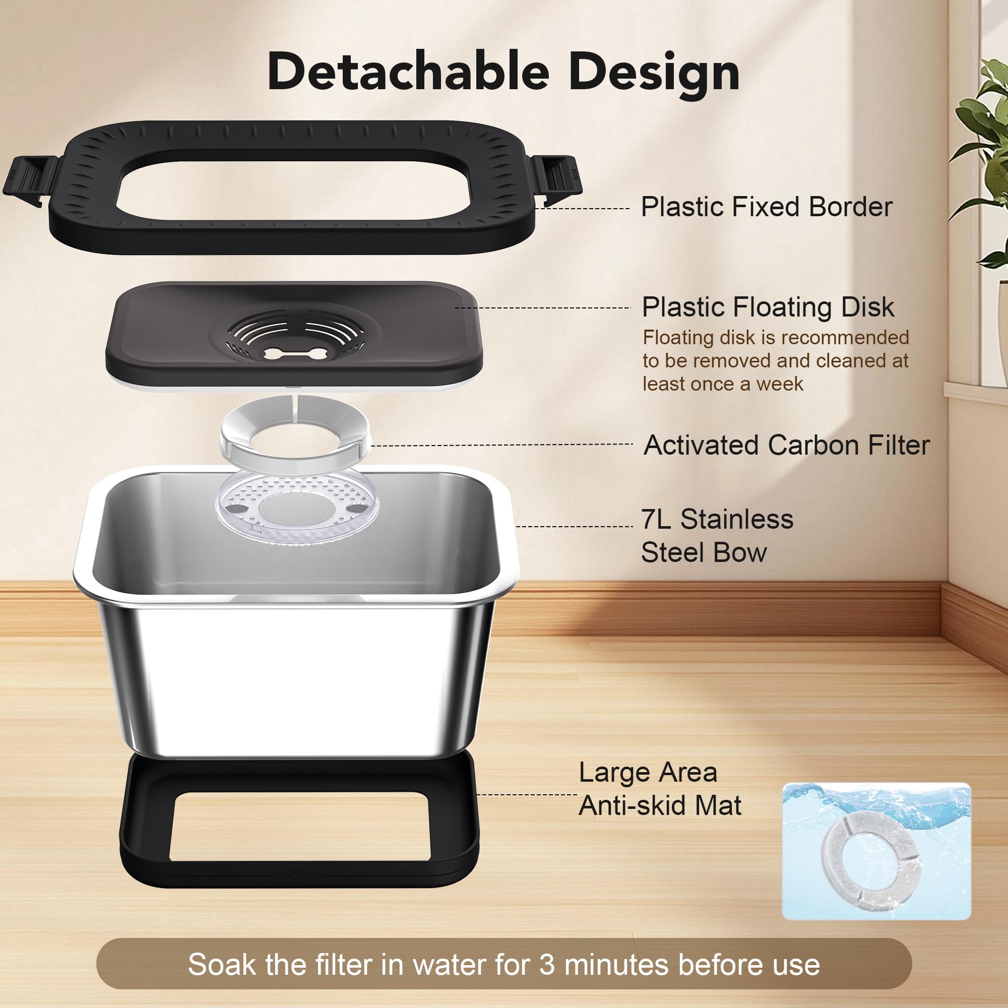 Decflow 7L capacity reduces refills for multi-pet households