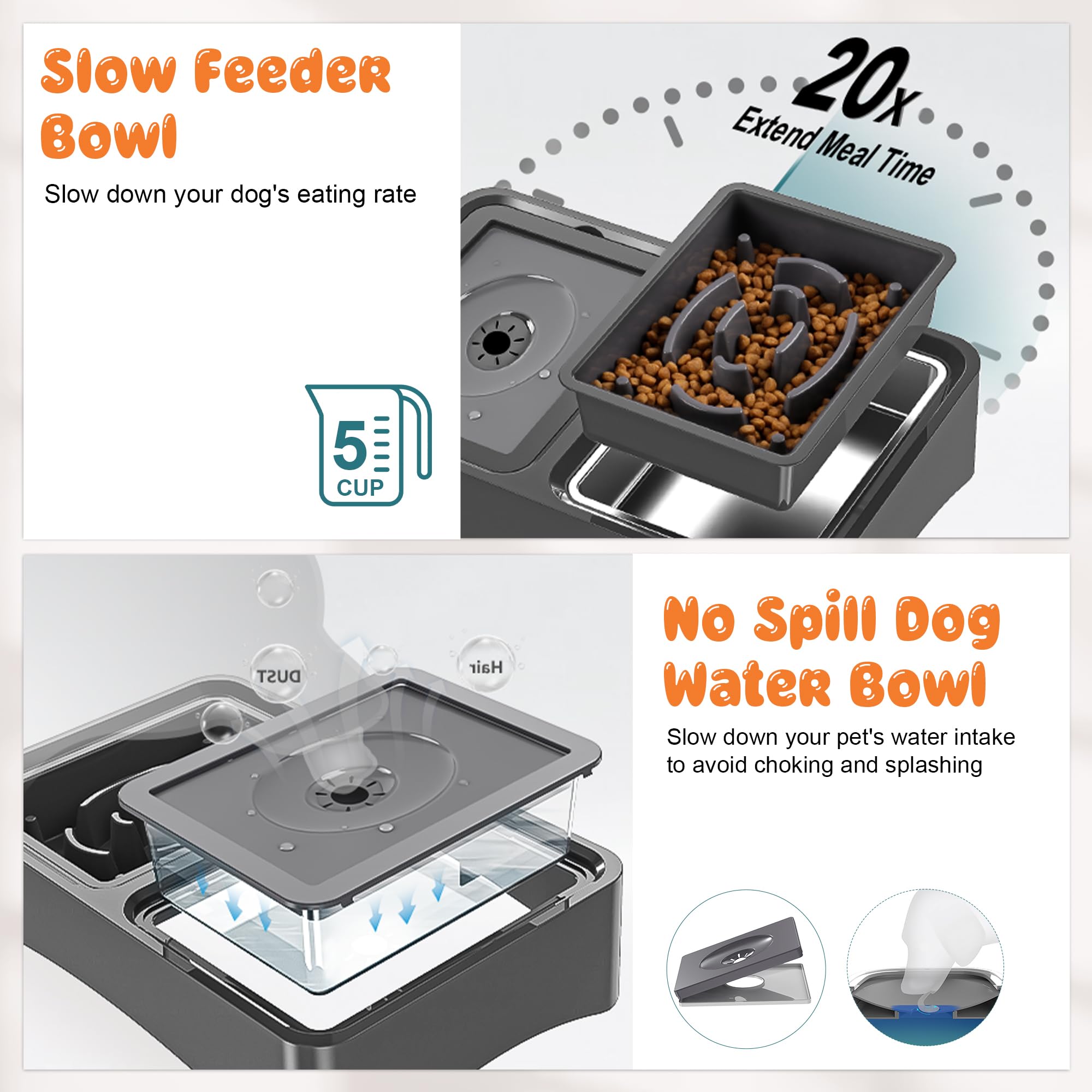 Decflow foldable pet bowl stand enables easy travel and compact storage.
