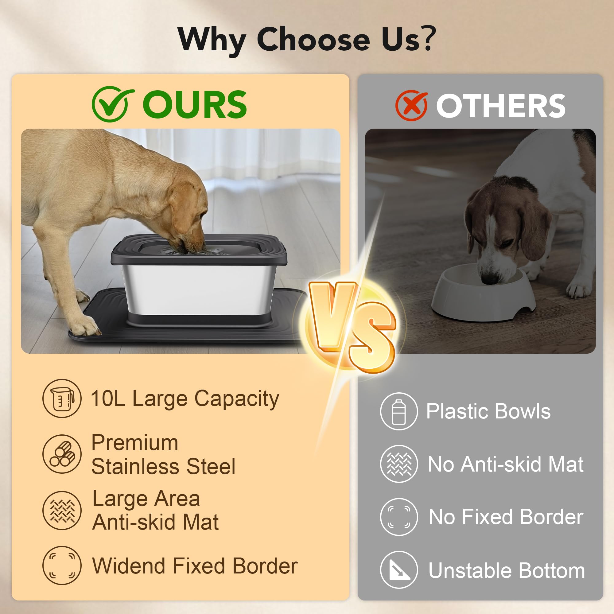 Decflow heavy-duty pet bowls suited for indoor and outdoor use.