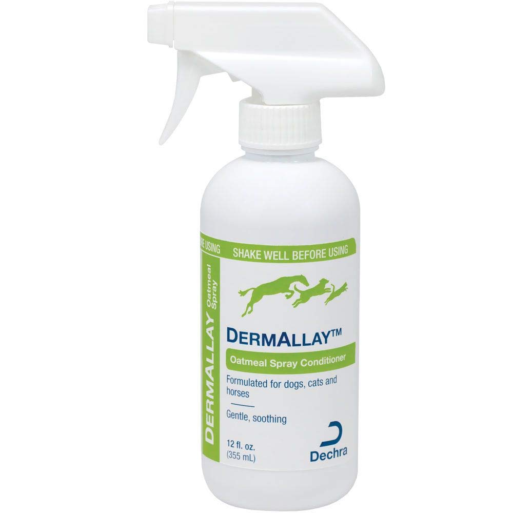 Dechra DermAllay oatmeal spray bottle provides gentle conditioning for itchy, dry skin in cats and dogs.