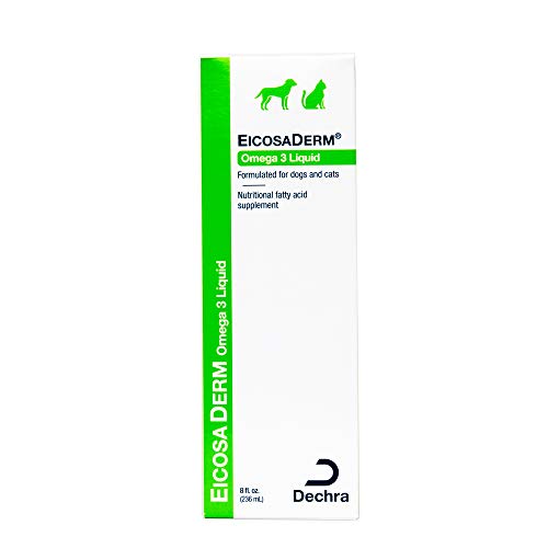 Dechra EicosaDerm 8oz bottle ready for daily omega-3 supplementation