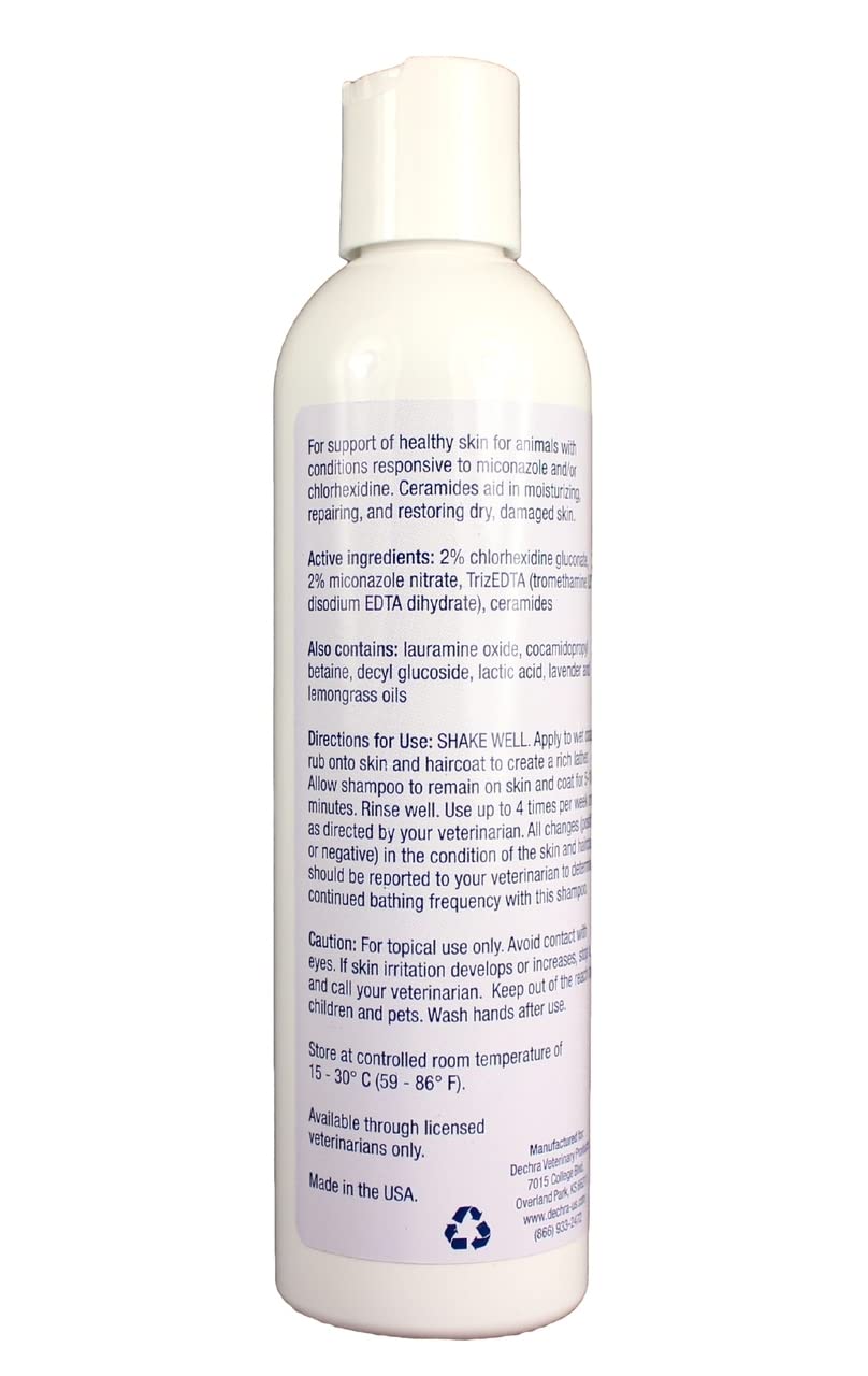 Dechra MiconaHex + Triz shampoo lather on dog demonstrating ceramide moisturization benefits