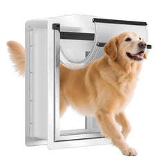 Decormax dog door wall telescoping-tunnel enables adjustable fit for walls 4–8 inches.
