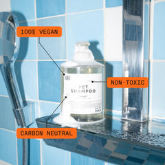 DedCool pet shampoo pour captures easy application during grooming session