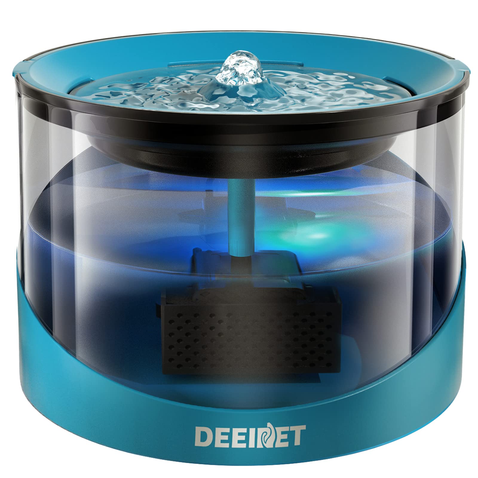 DEEIPET cat water fountain with LED indicator signals low water for safe nighttime refills