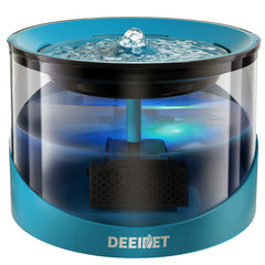 DEEIPET cat water fountain with LED indicator signals low water for safe nighttime refills