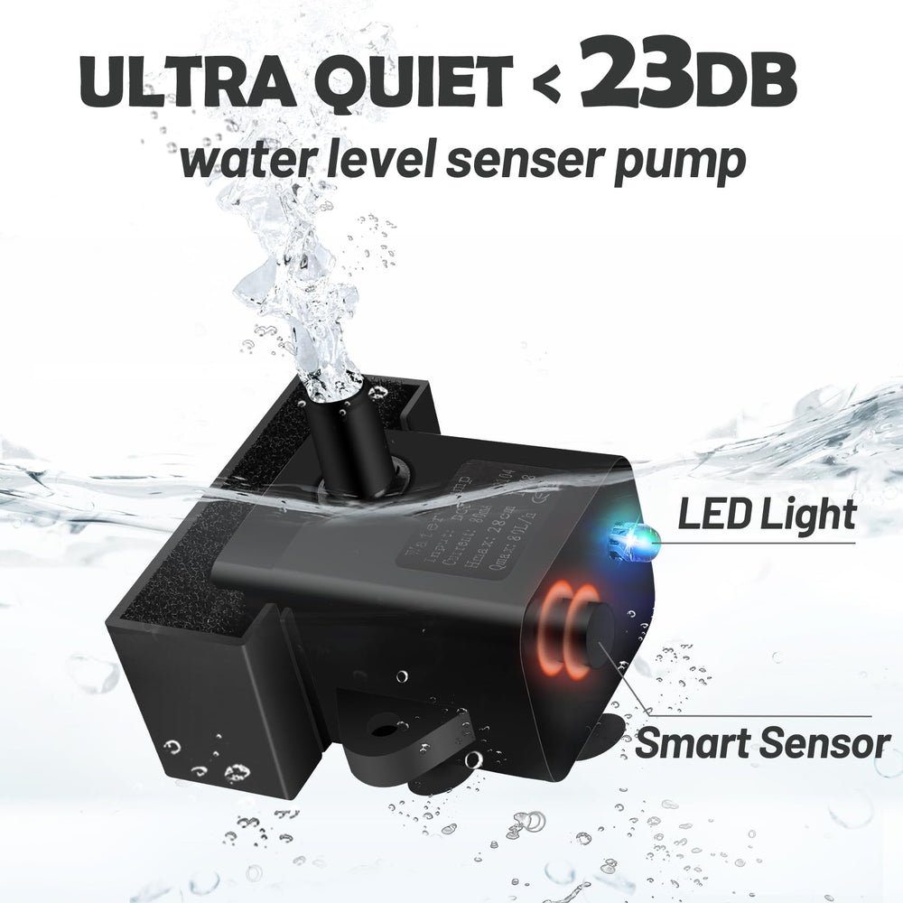 DEEIPET large-capacity fountain holds 74oz, ideal for multiple pets