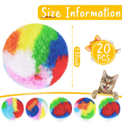 Deekin 1.6in pom pom balls in bright colors engage playful cat instincts indoors.