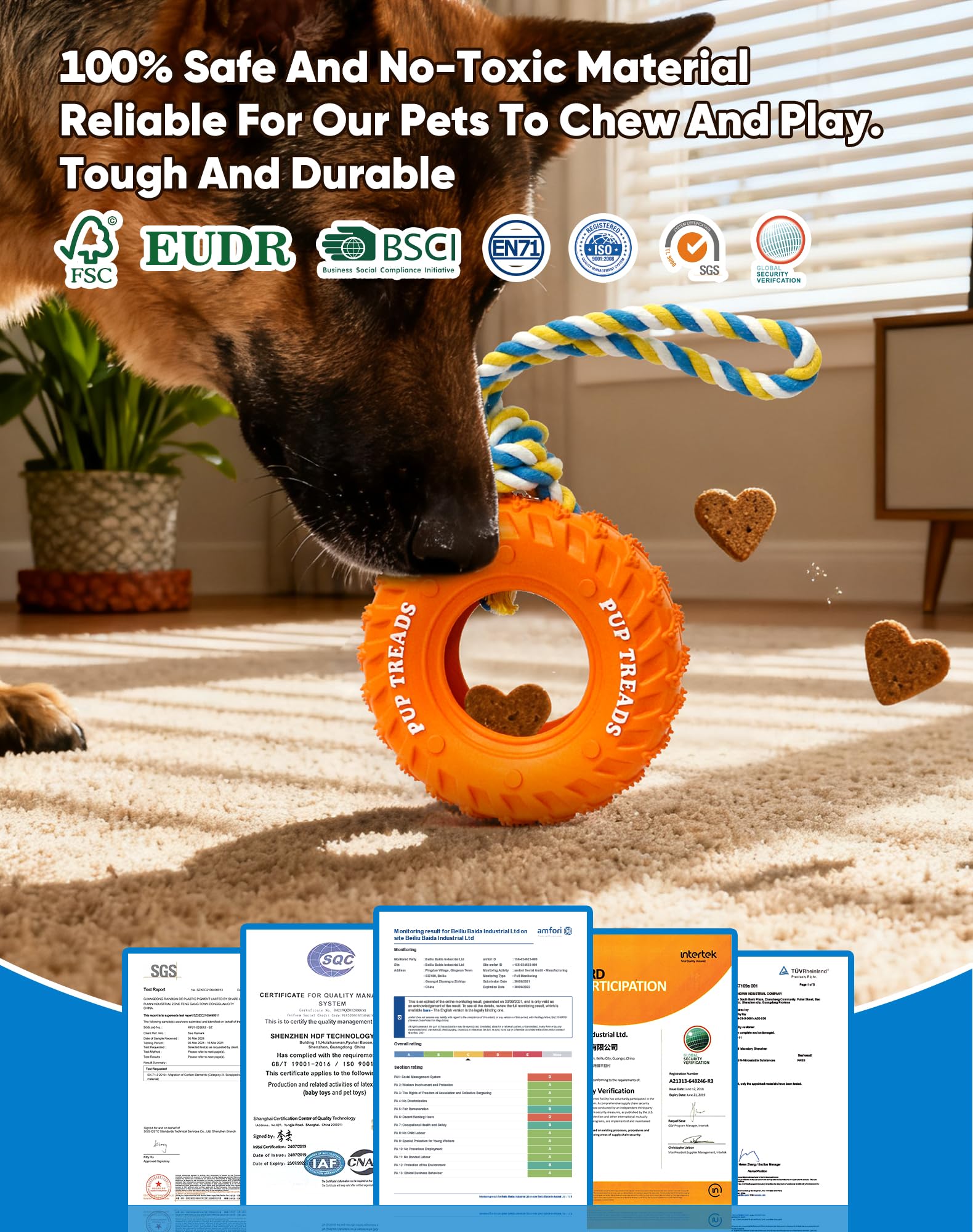 Deeow dog tire toy 6-inch orange supports slow feeding by hiding treats inside.