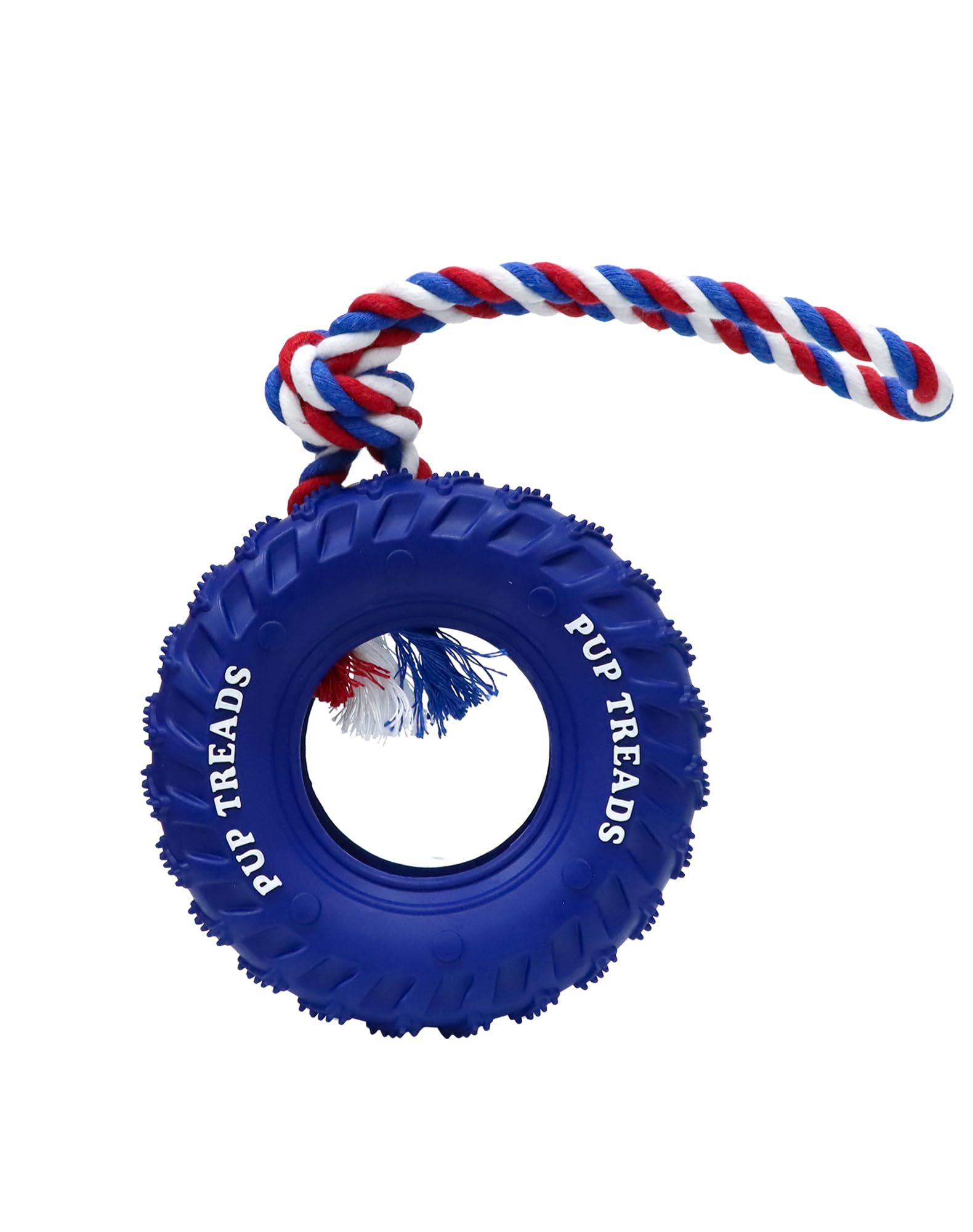 Deeow Dog Tire Toy 6in front view shows rugged chew action for aggressive chewers.