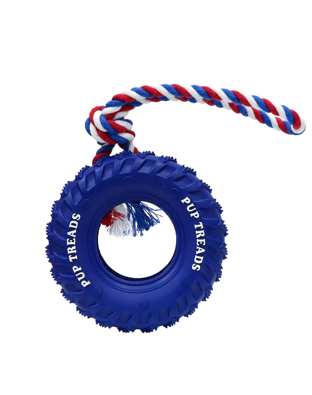 Deeow Dog Tire Toy 6in front view shows rugged chew action for aggressive chewers.