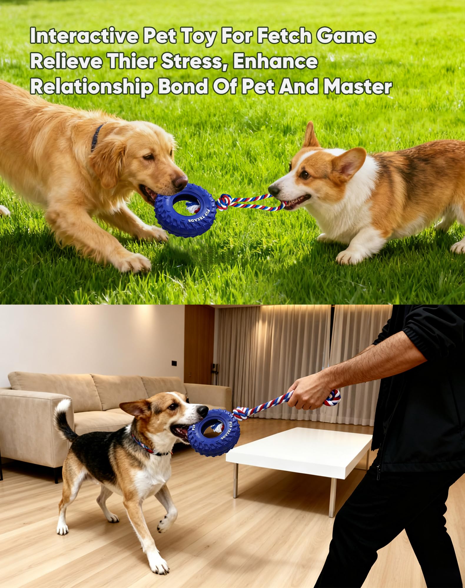 Deeow dog tire toy for medium to large dogs offers durable chewing.