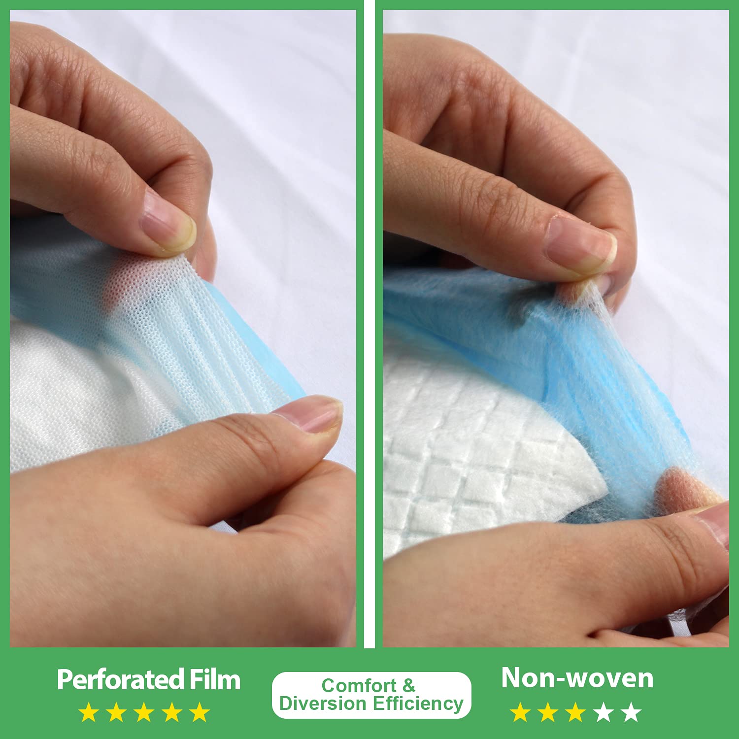 Deep Dear pads top layer closeup showing perforated surface for fast liquid transfer
