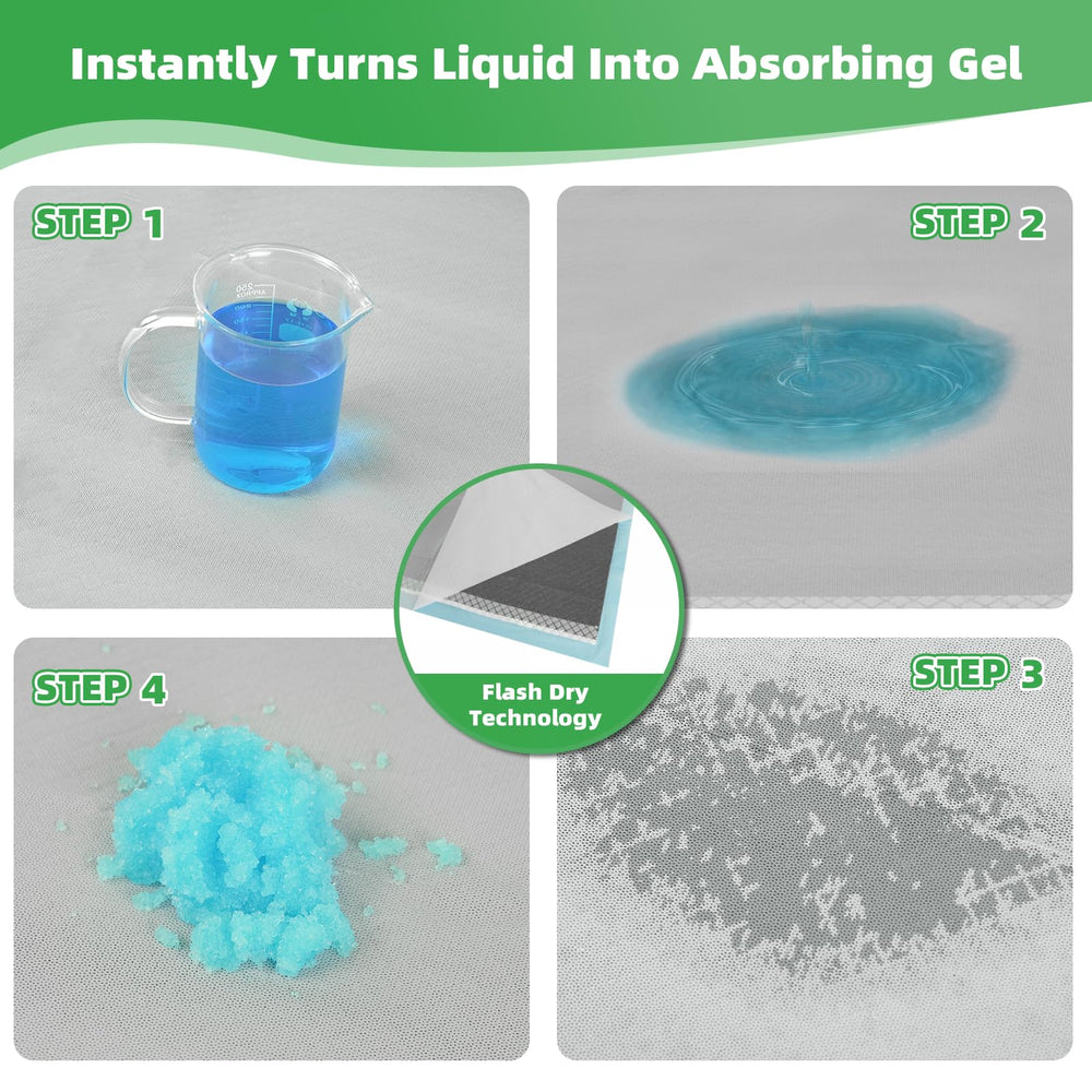 Deep Dear polymer core turns urine into gel for easier cleanup.