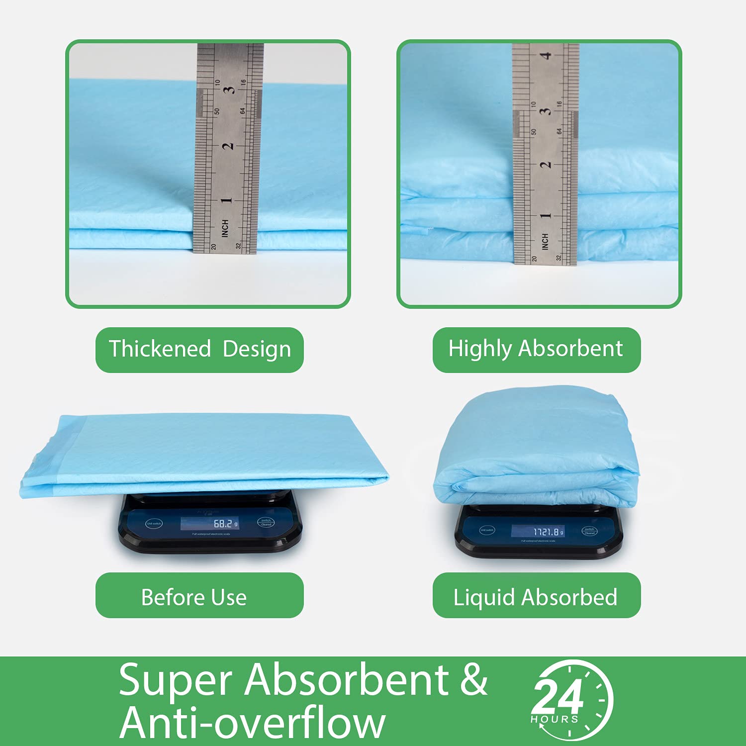 Deep Dear surface quick-dry top layer speeds liquid for mess-free use.