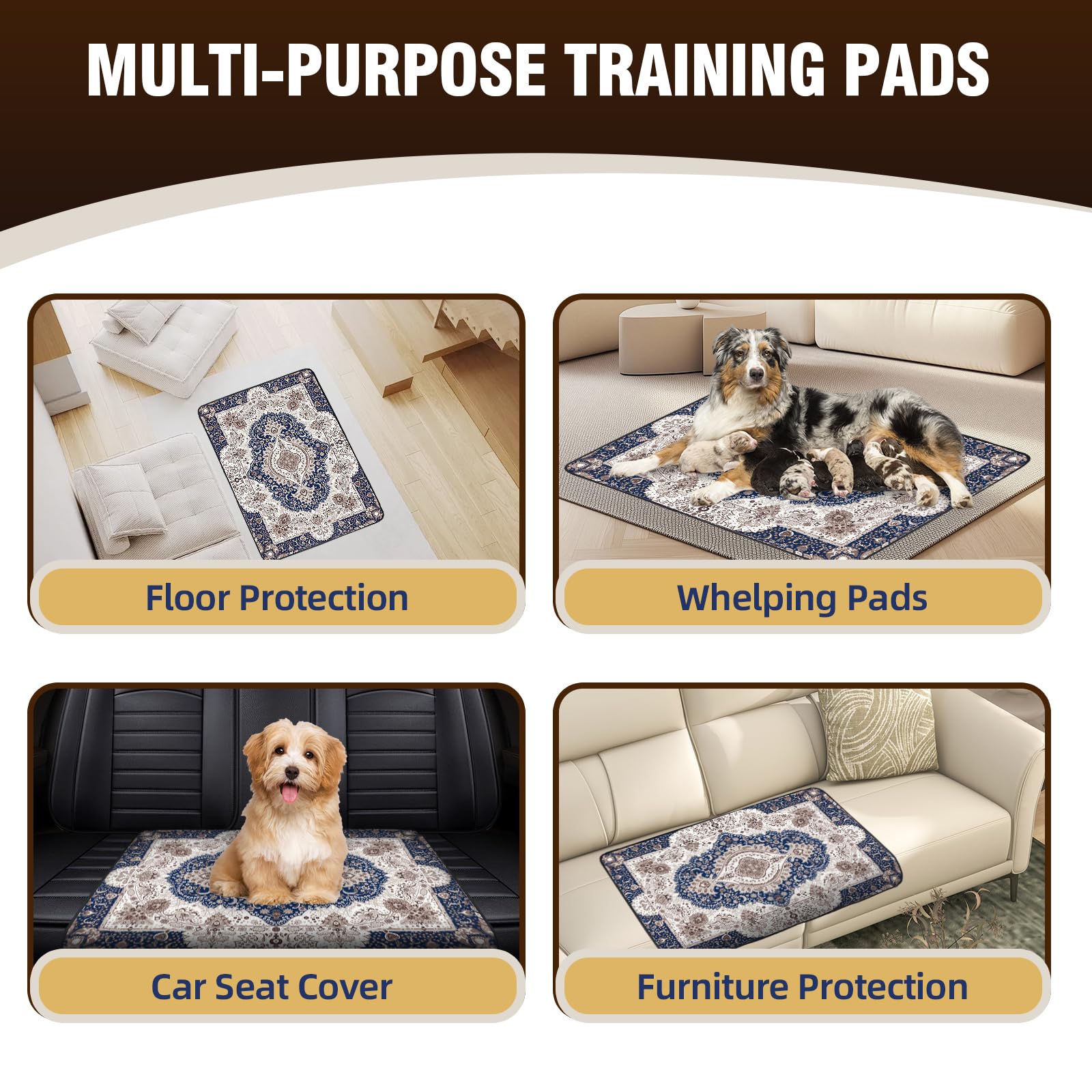 Deep Dear Tie-dye design pads add stylish appeal while training pets.