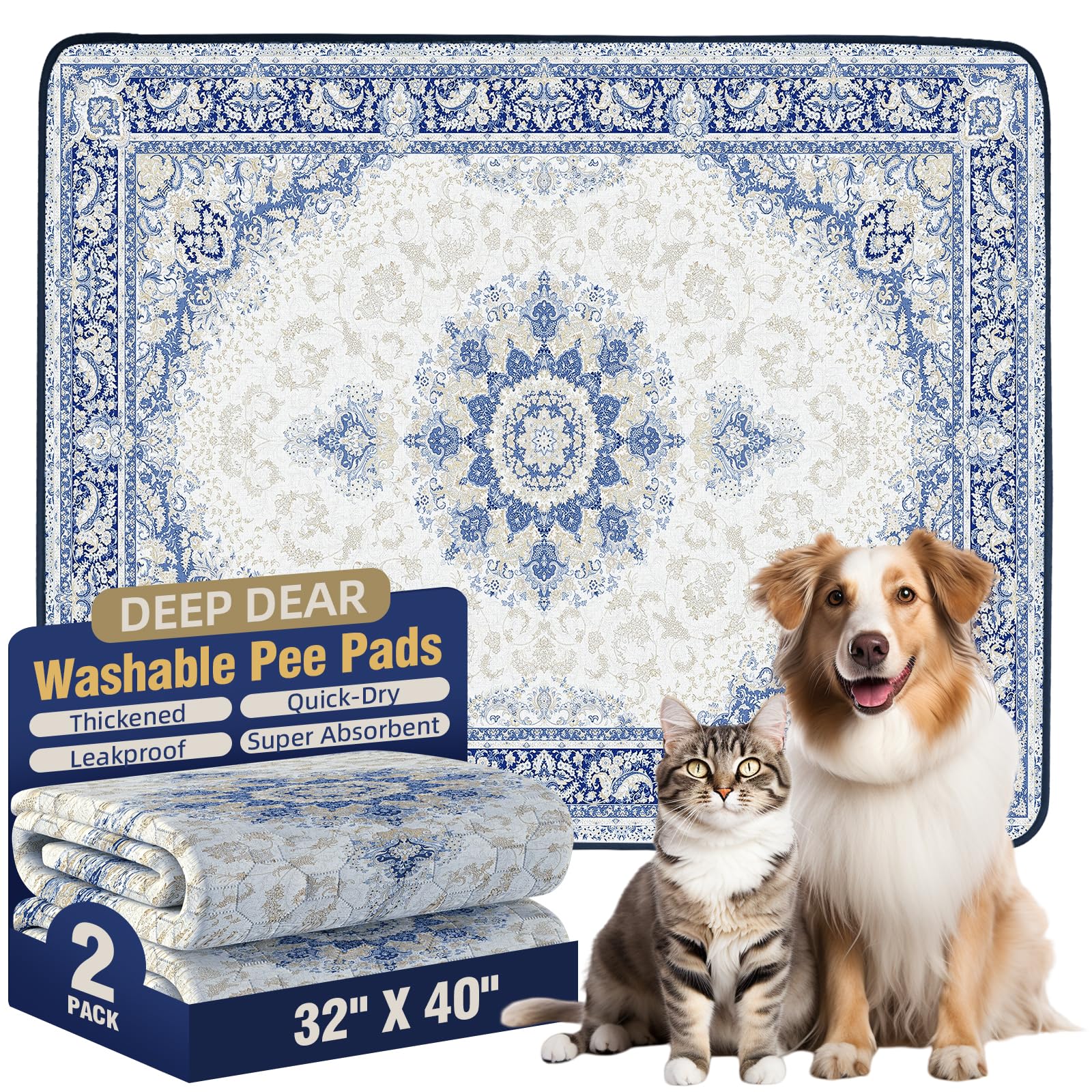 Deep Dear washable pee pad with edges-locking-design helps prevent side leaks during training.