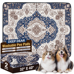 Deep Dear Washable Puppy Pads 32x40 setup shows reusable pads for home potty training.