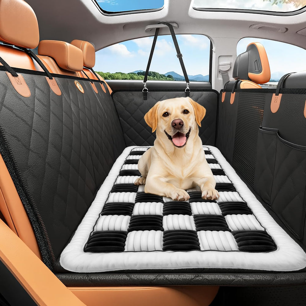 Deep Dream backseat dog bed with non-slip backing keeps pets secure during entry and braking.