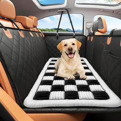 Deep Dream backseat dog bed with non-slip backing keeps pets secure during entry and braking.