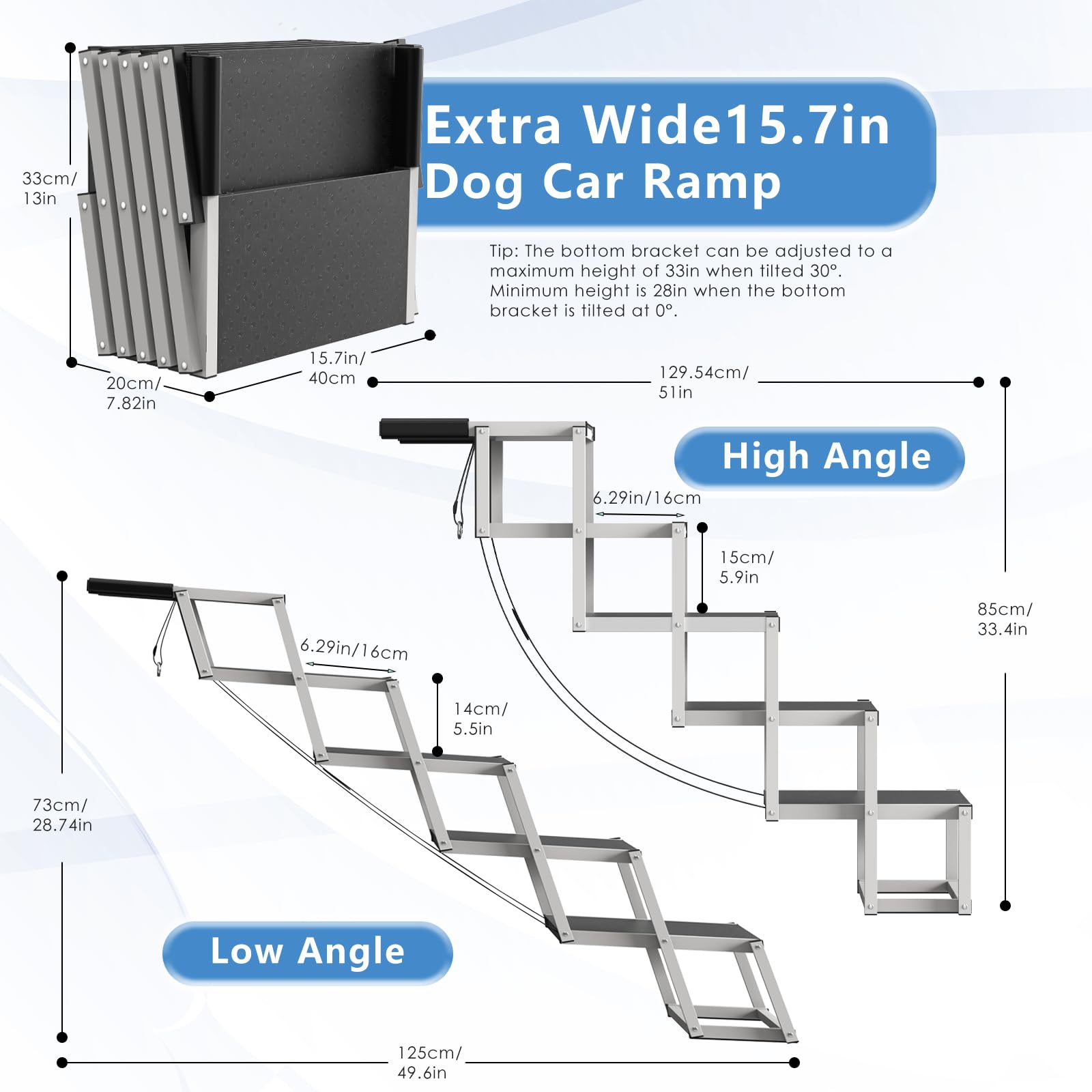 DeerGym dog stairs support up to 230 pounds, sturdy access.