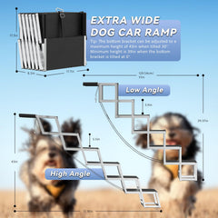 DeerGym dog stairs 43inch height suited for SUVs and trucks.