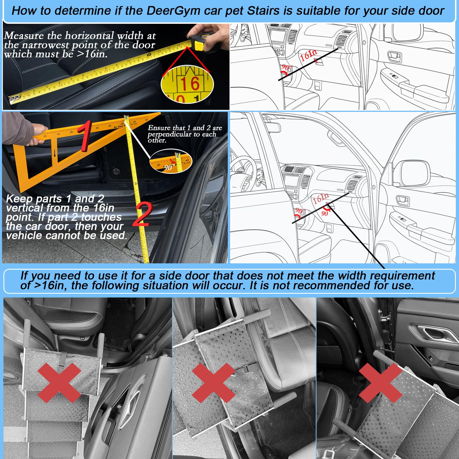 DeerGym dog stairs folded compact for easy trunk storage.