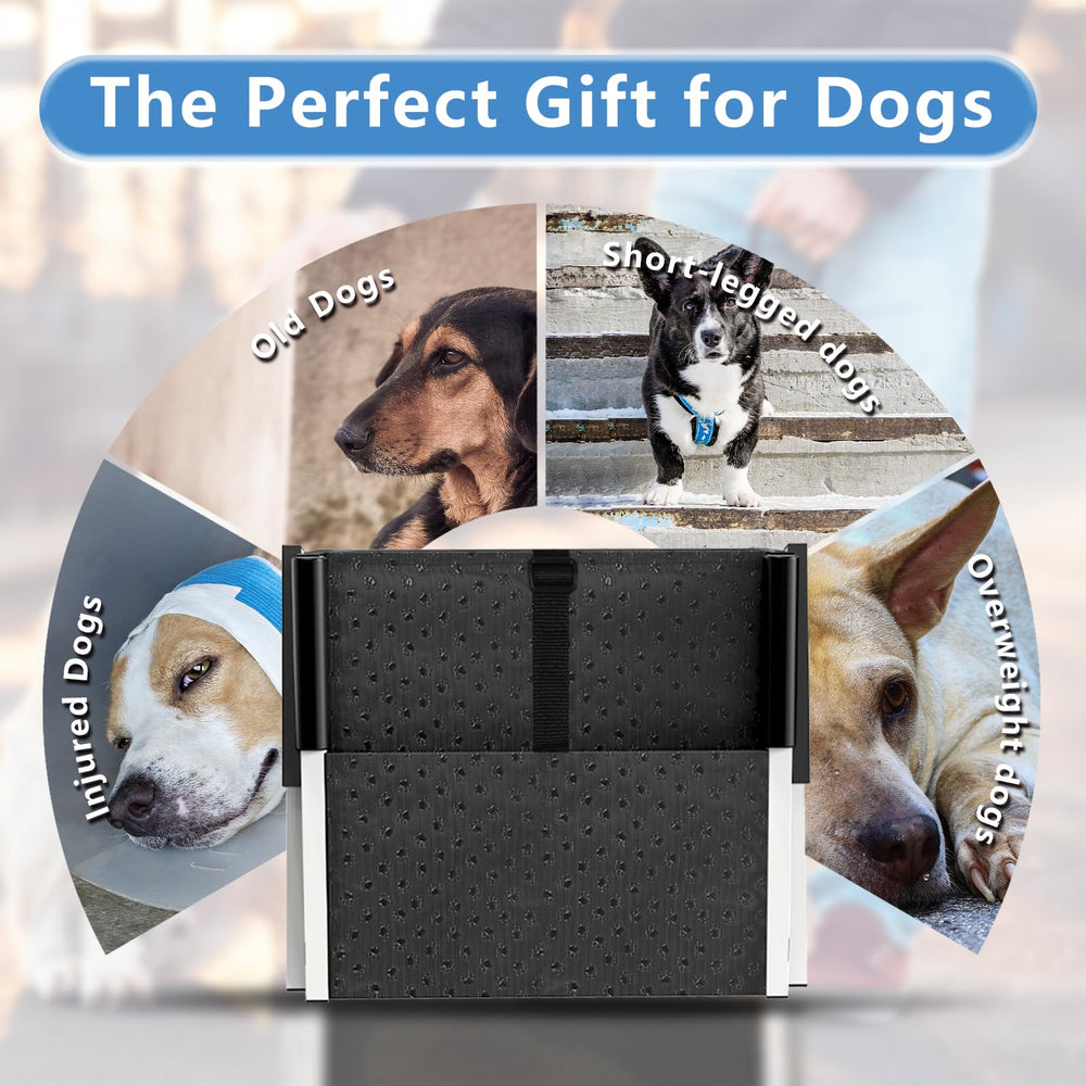 DeerGym dog stairs non-slip Oxford fabric surface enhances grip.