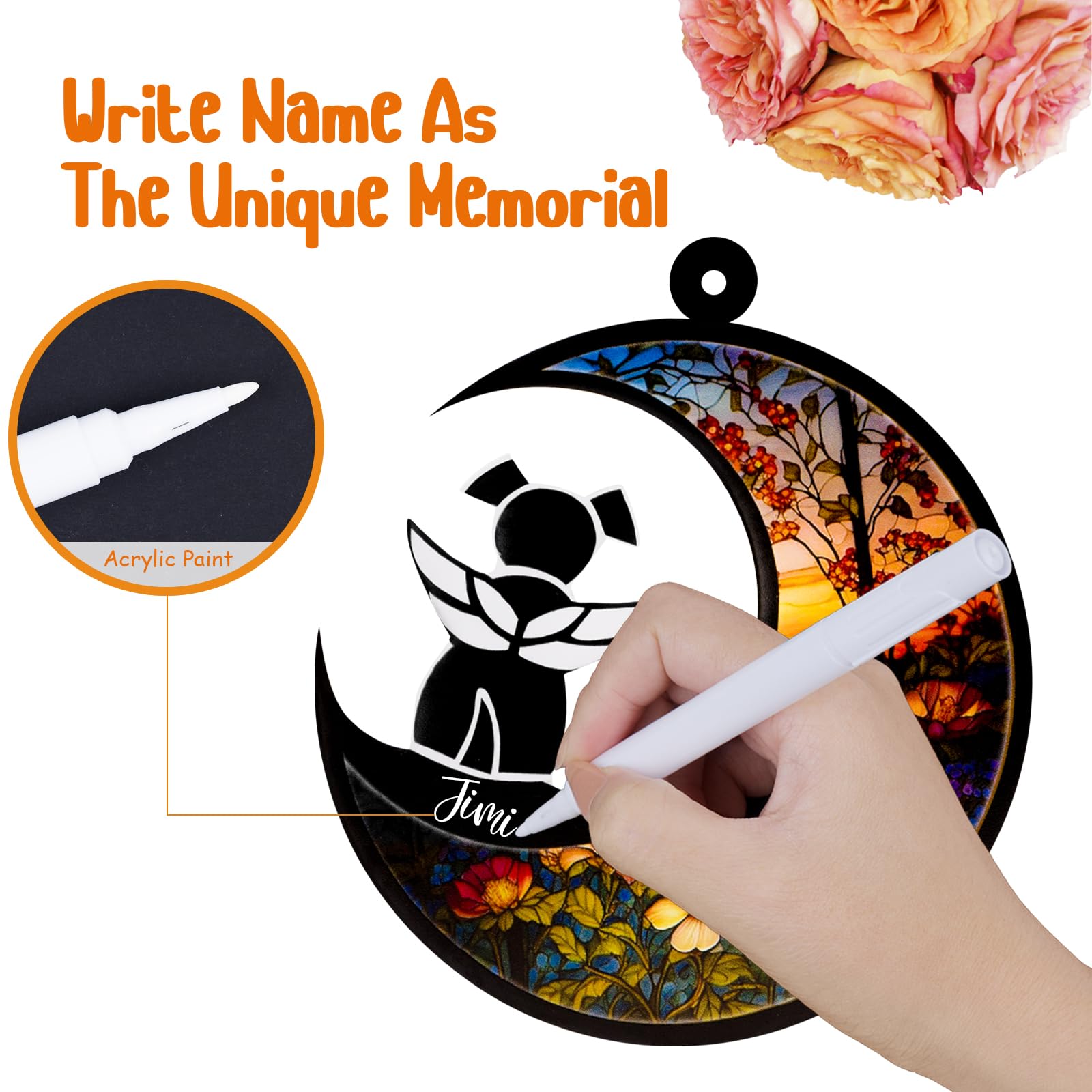 DeerZone dog memorial suncatcher custom name text enhances personalization
