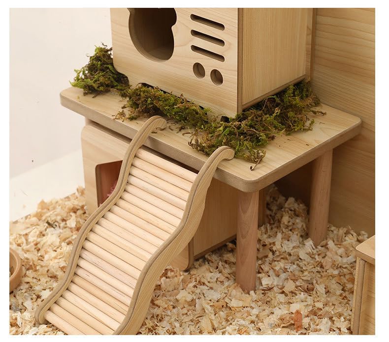 DEFKIYT hamster play wooden platform closeup wood texture and waterproof surface