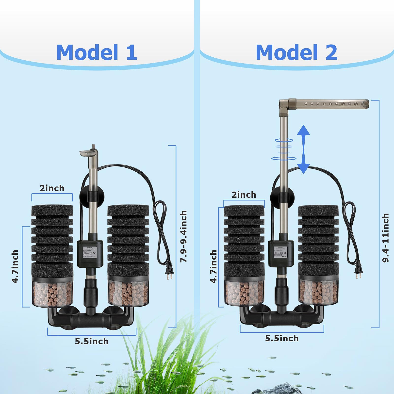 DEGGOX submersible pump with silent motor for whisper-quiet tank operation
