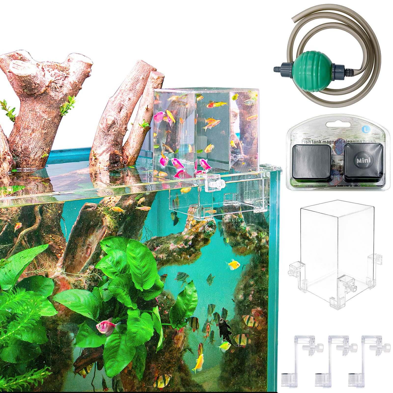 DEGGOX vacuum-suspended-fish-tank-tower creates a floating play area that expands swimming space.