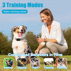 DEIREG dog collar remote range image shows 4218 ft reach for park or yard training.