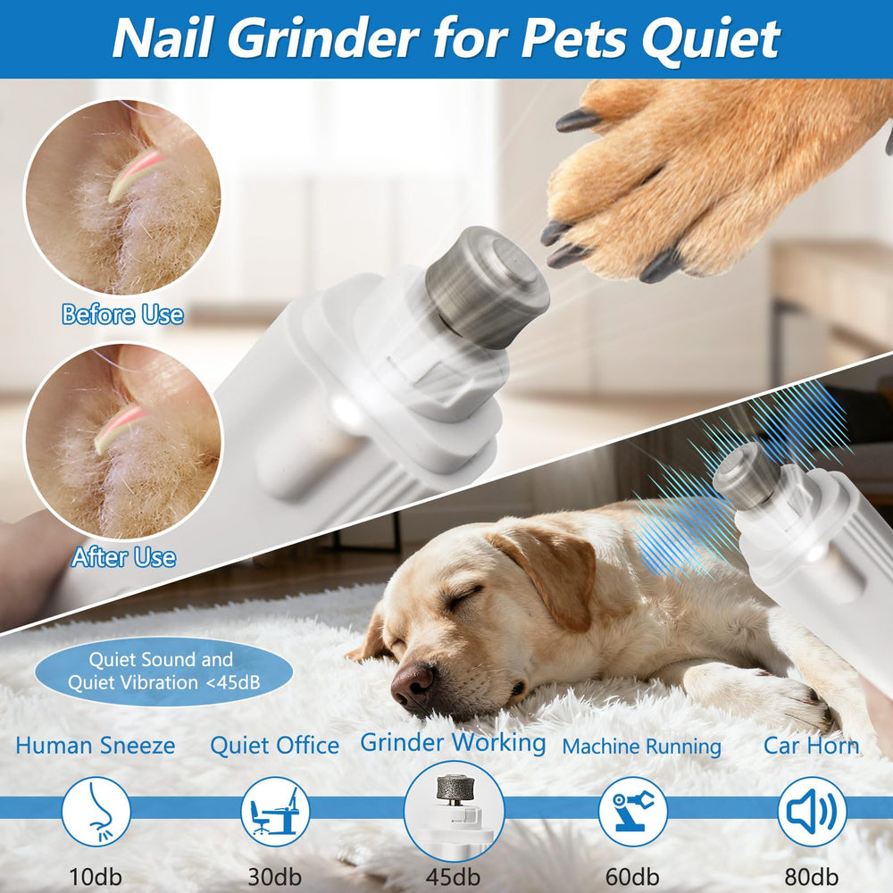 Deisunpet rechargeable nail trimmer on charger with long runtime.