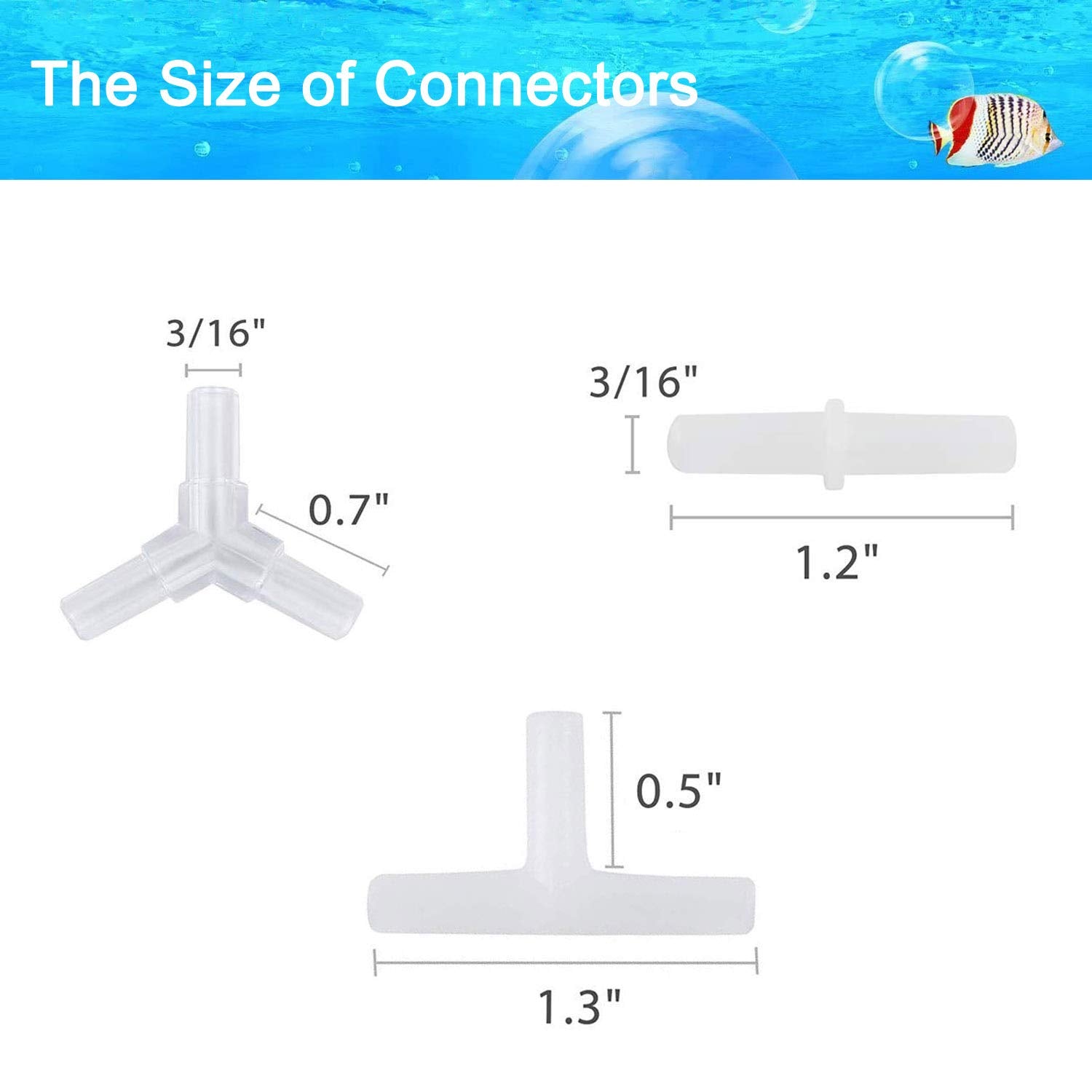 Dekago Y-connector splits airflow for even tank circulation.