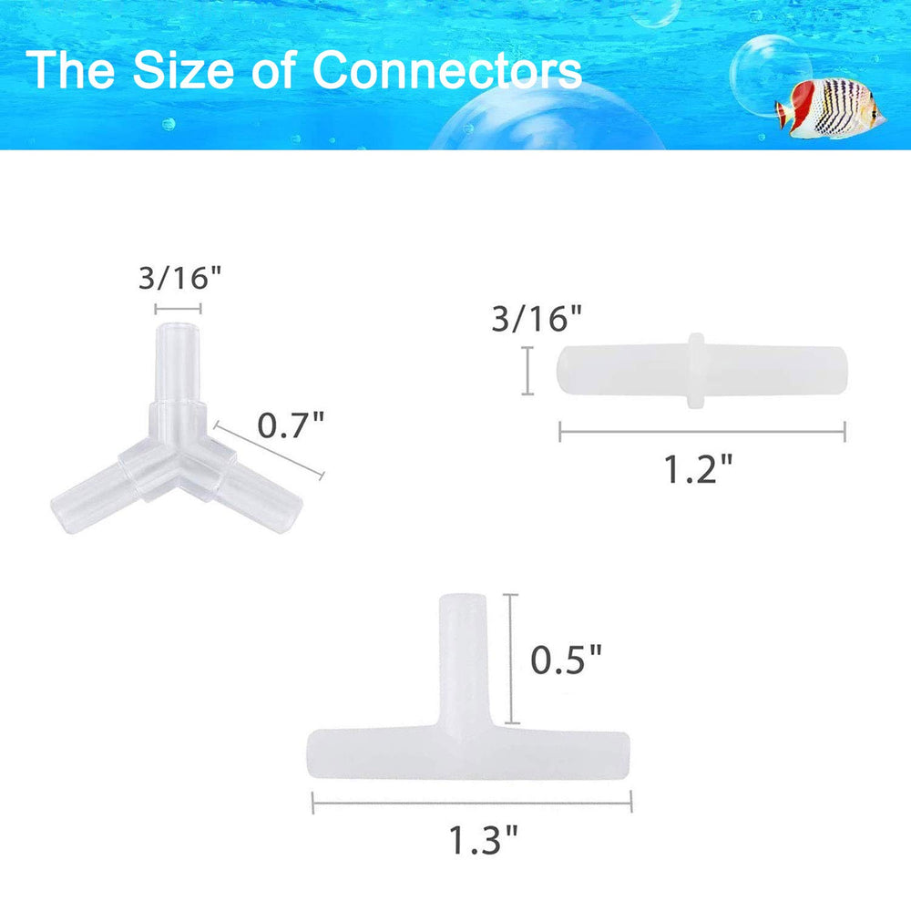 Dekago Y-connector splits airflow for even tank circulation.