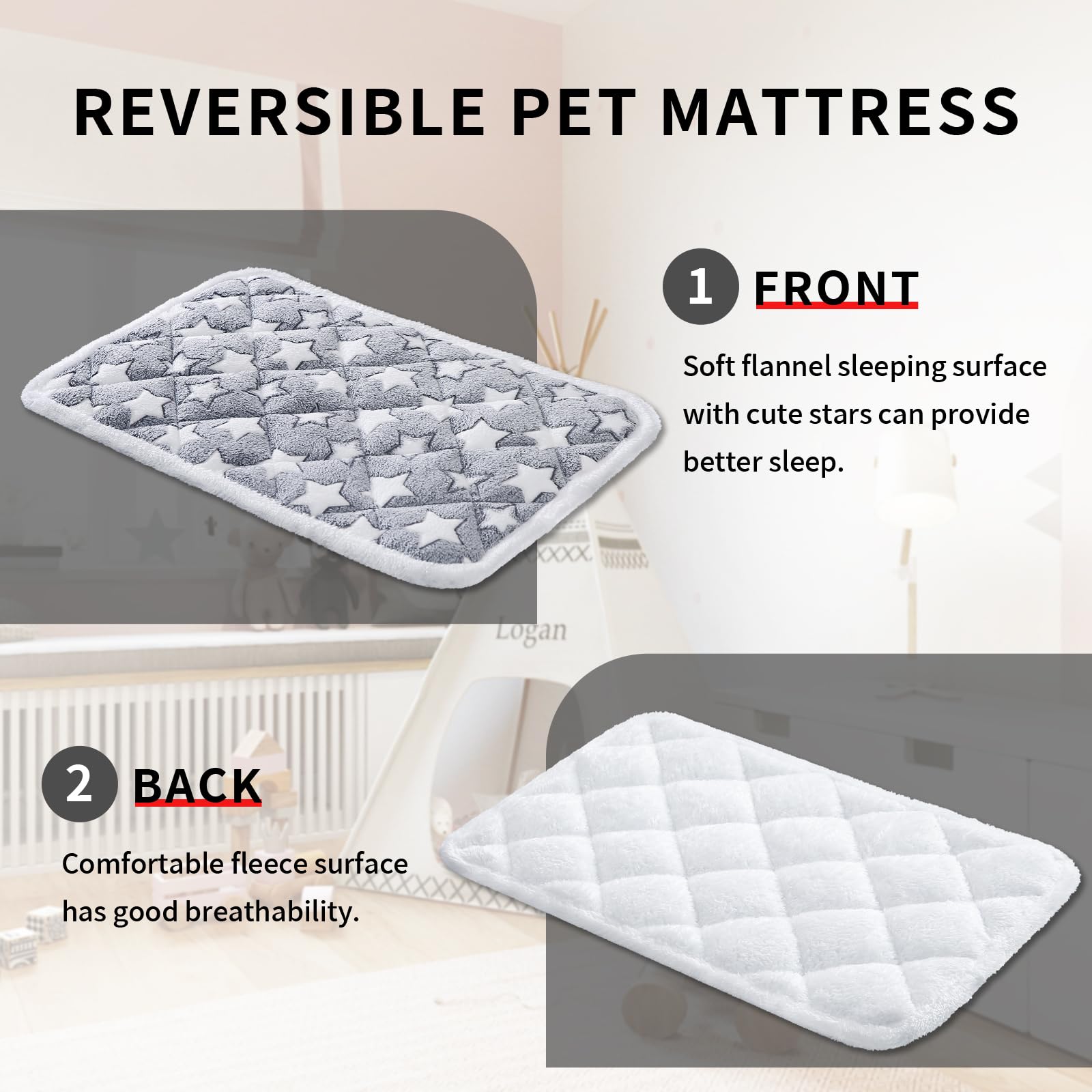 Dekeyoo dog bed mat soft flannel for warm, comfy sleep.