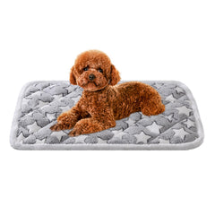 Dekeyoo dog crate mat 24x16 front view with soft plush surface for cozy rest.