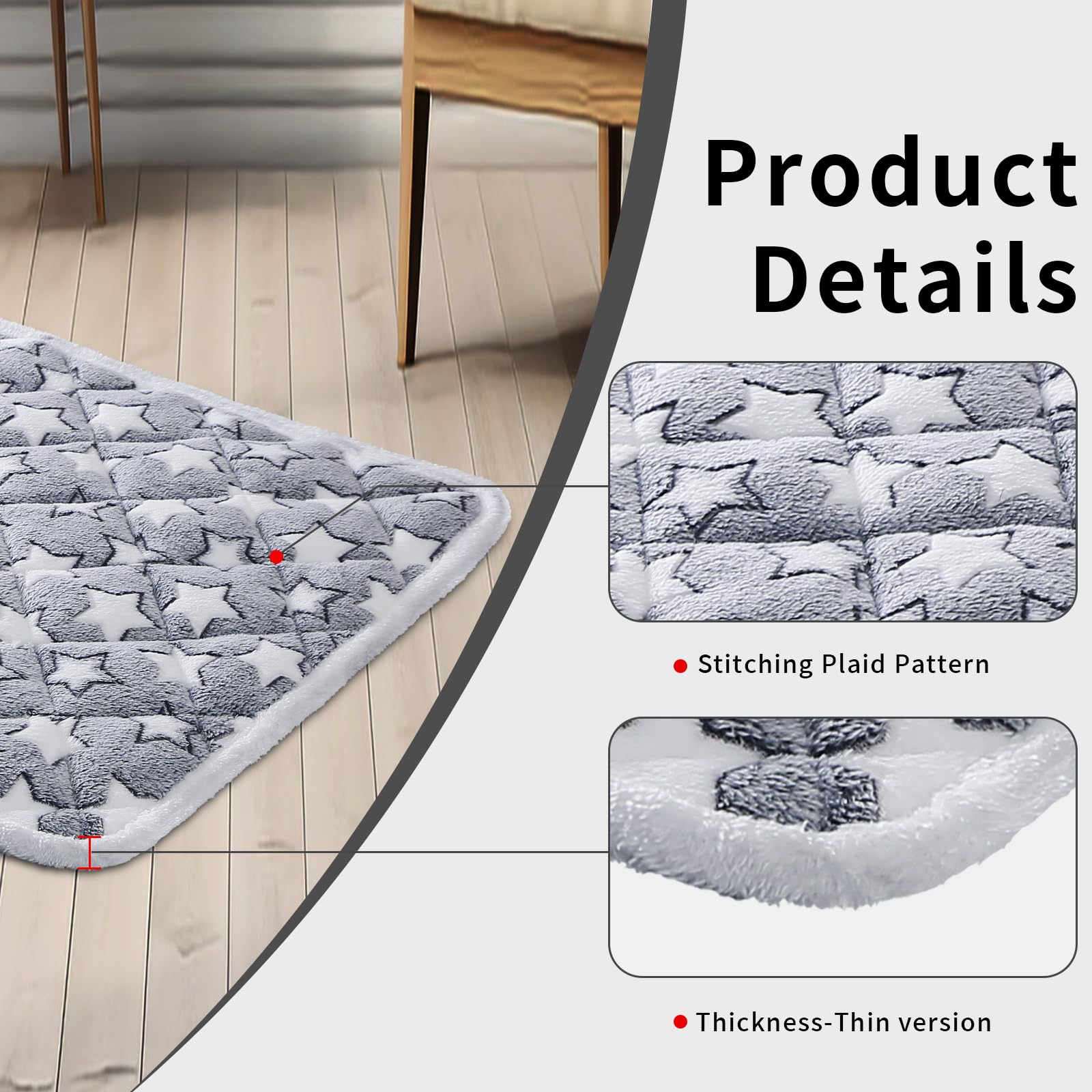 Dekeyoo mat fits 24-inch crates, floors, sofas, and cars.